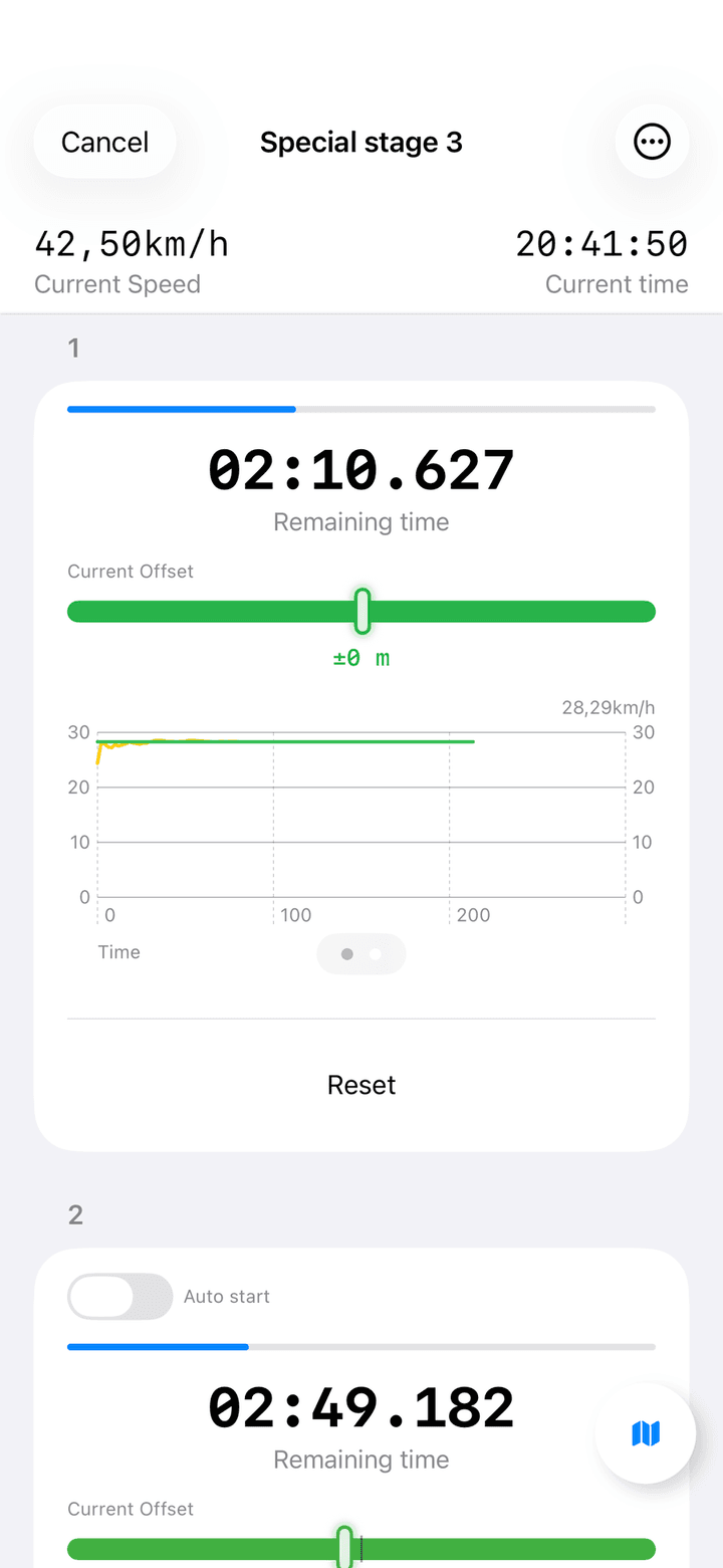 A section card showing the live speed chart instead of the numbers